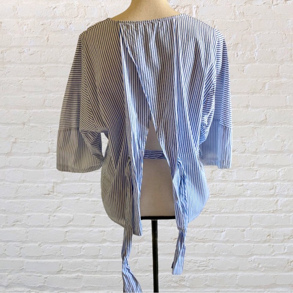 LIPSLIDE STRIPED OVERLAP BACK SASH TIE TOP - Picture 10 of 12